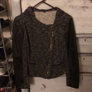 Soft zip up with leather arms